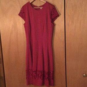 Nanette Lepore cranberry dress 12 lace detail